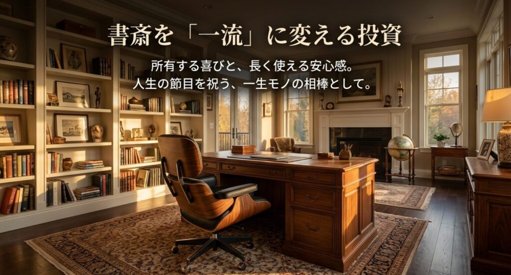 所有する喜びと安心感、人生の節目を祝う一生モノの相棒としての価値を伝えるスライド。