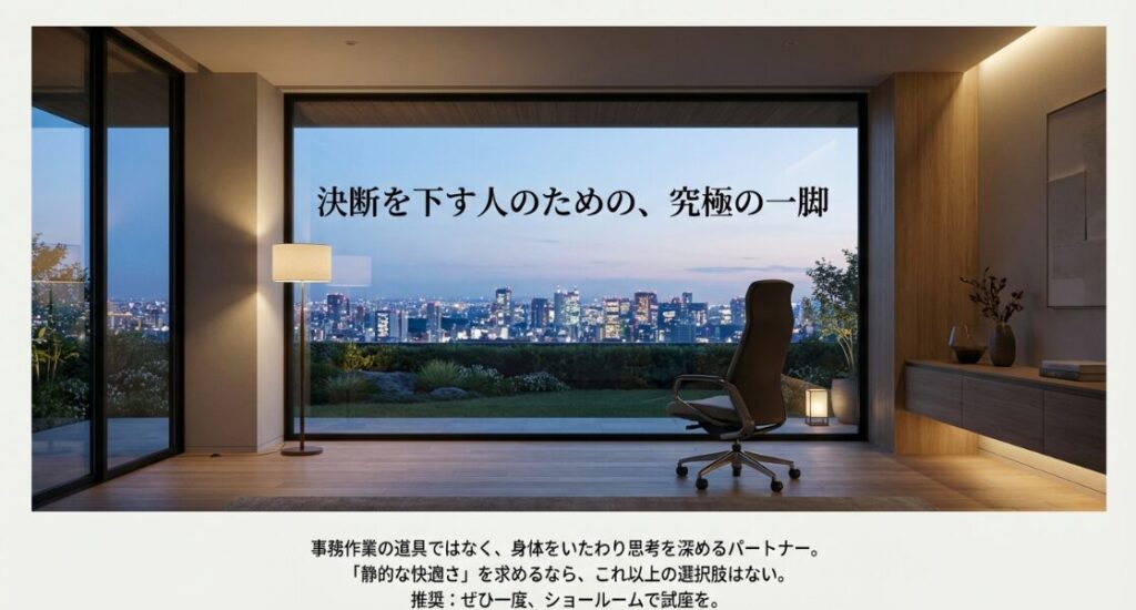 単なる事務道具ではなく、身体をいたわり思考を深めるパートナーとしてデュークを推奨するメッセージ画像