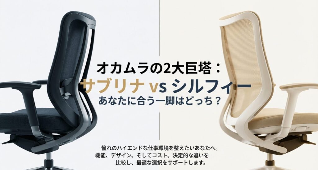 オカムラの高機能オフィスチェア、サブリナとシルフィーの比較を解説するメインイメージ