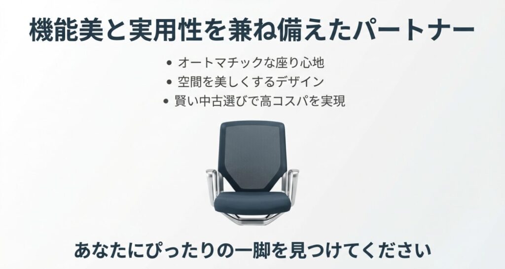 モダスの背面画像。オートマチックな座り心地と空間を美しくするデザインのまとめ。