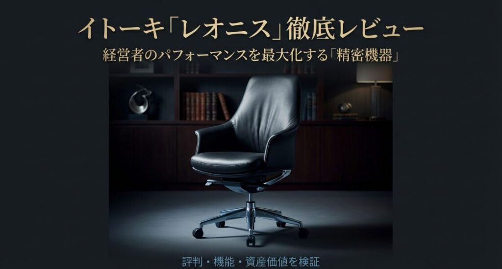 イトーキのエグゼクティブチェア「レオニス」の製品画像とレビューのテーマ(評判・機能・資産価値)