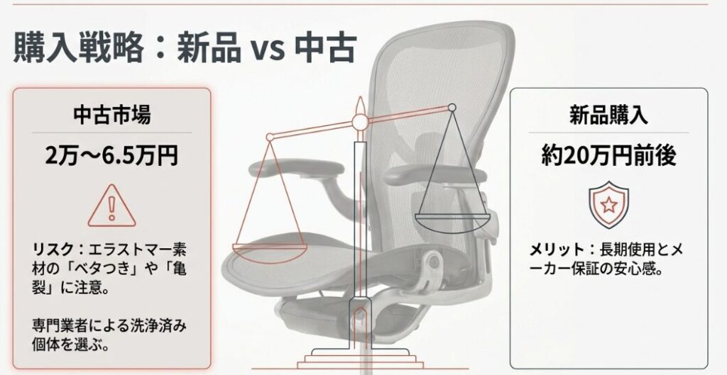 中古相場2〜6.5万円と新品約20万円の比較、中古選びの注意点