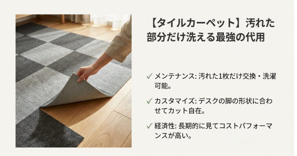メンテナンス性、カスタマイズ性、経済性に優れたタイルカーペットの活用方法