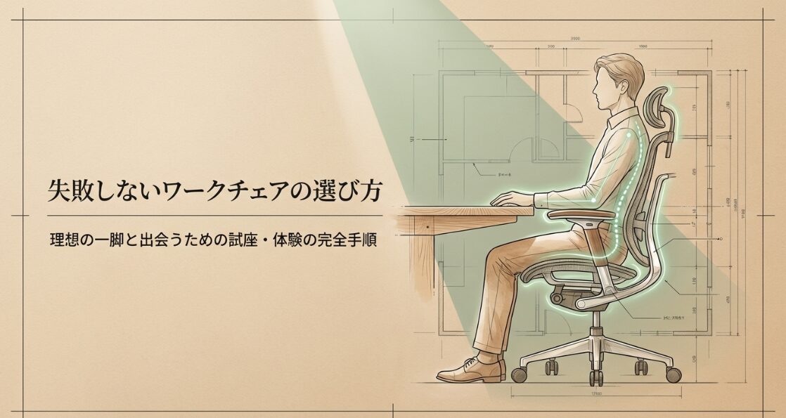 ワークチェア選びの基本と理想の一脚に出会う手順を解説するタイトルスライド